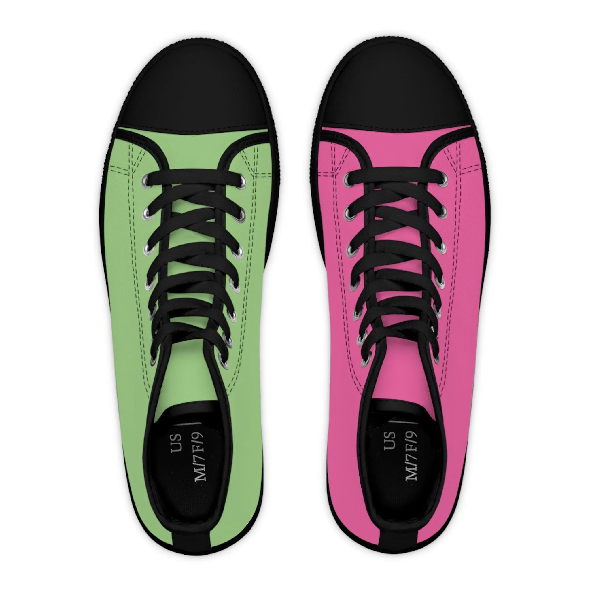 Women's Pink & Green Mismatched High Top Sneakers