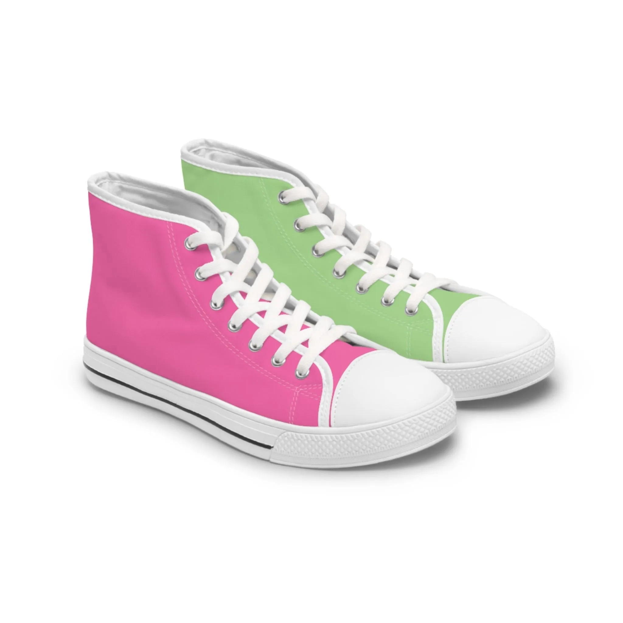 Women's Pink & Green Mismatched High Top Sneakers