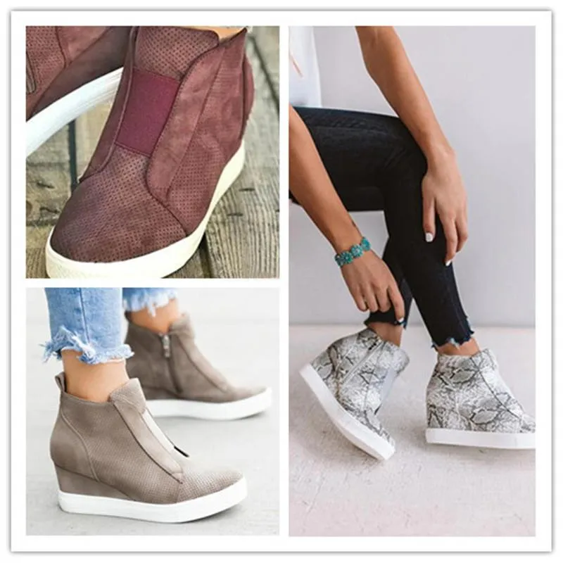 Women's wedge sneakers fashion high top sneakers boots